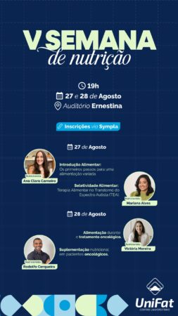 UniFat promove a 5ª Semana de Nutrição com palestras sobre alimentação saudável e oncologia